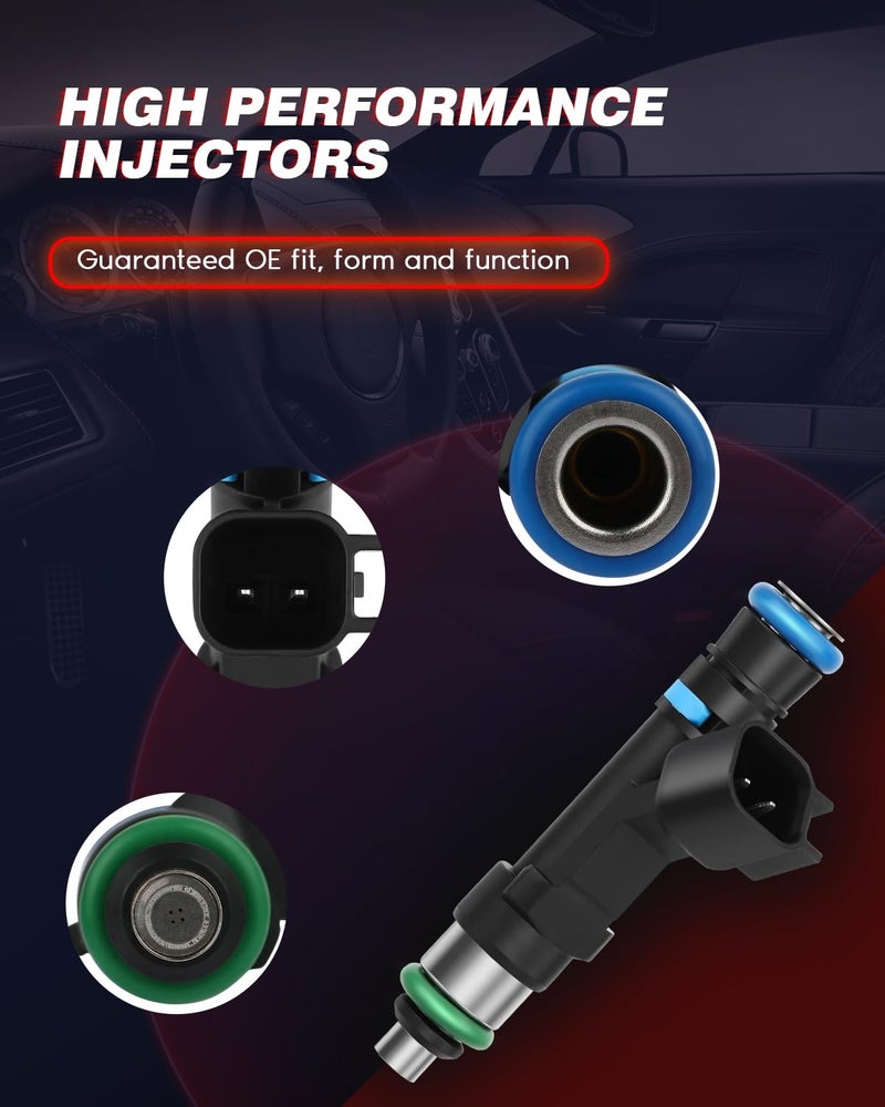 ANGLEWIDE Fuel Injectors Compatible with Ford Crown Victoria 2006-2010, Crown Victoria 2006-2010 & Lincoln Town Car 2006-2010 & Mercury Grand Marquis 2006-2010, V8 4.6L, Set of 8, Replace# 0280158089 - Image 4